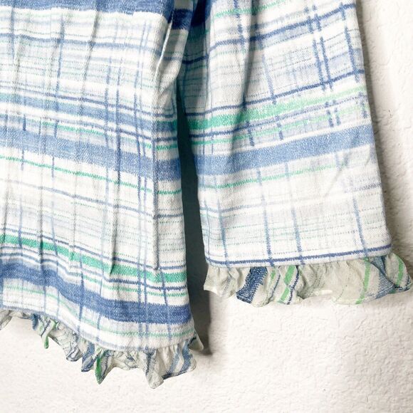 St. John Vintage Ruffle Striped Plaid Ruffle Blazer Jacket Blue Old Money - Picture 7 of 14